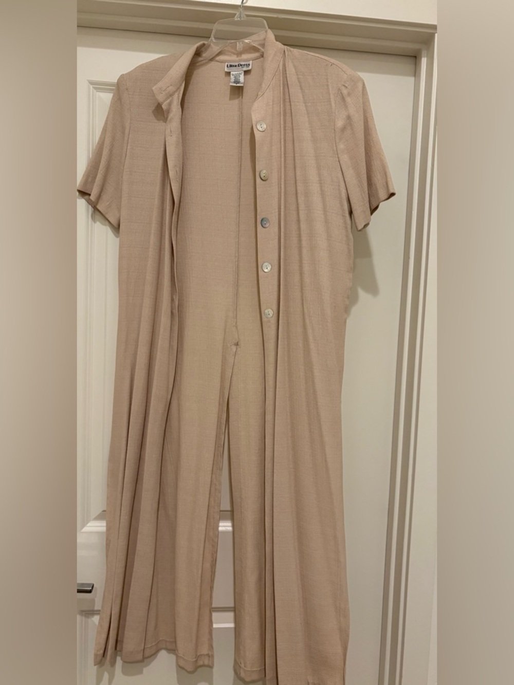 Beige Short-Sleeve Jumpsuit
